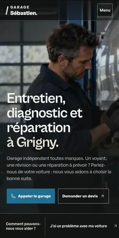 Prototype documenté Garage Sébastien, mobile version