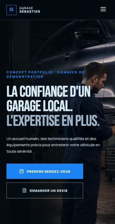 Prototype documenté Garage Sébastien, mobile version