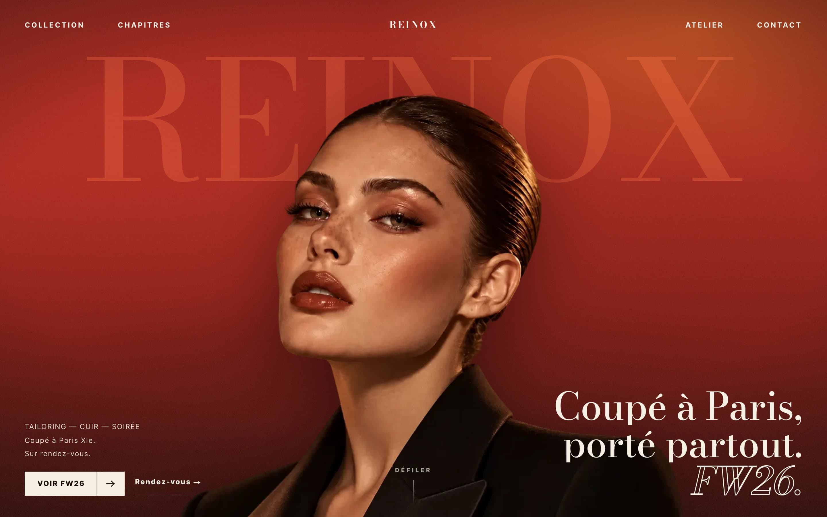 Capture du concept REINOX, maison de mode imaginaire